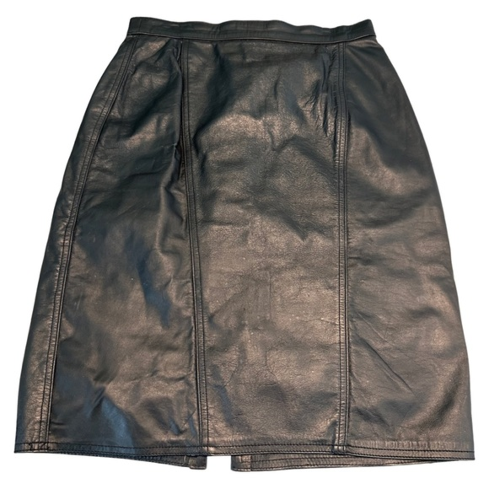 Vintage Winlit Black Leather‎ skirt - measurements included